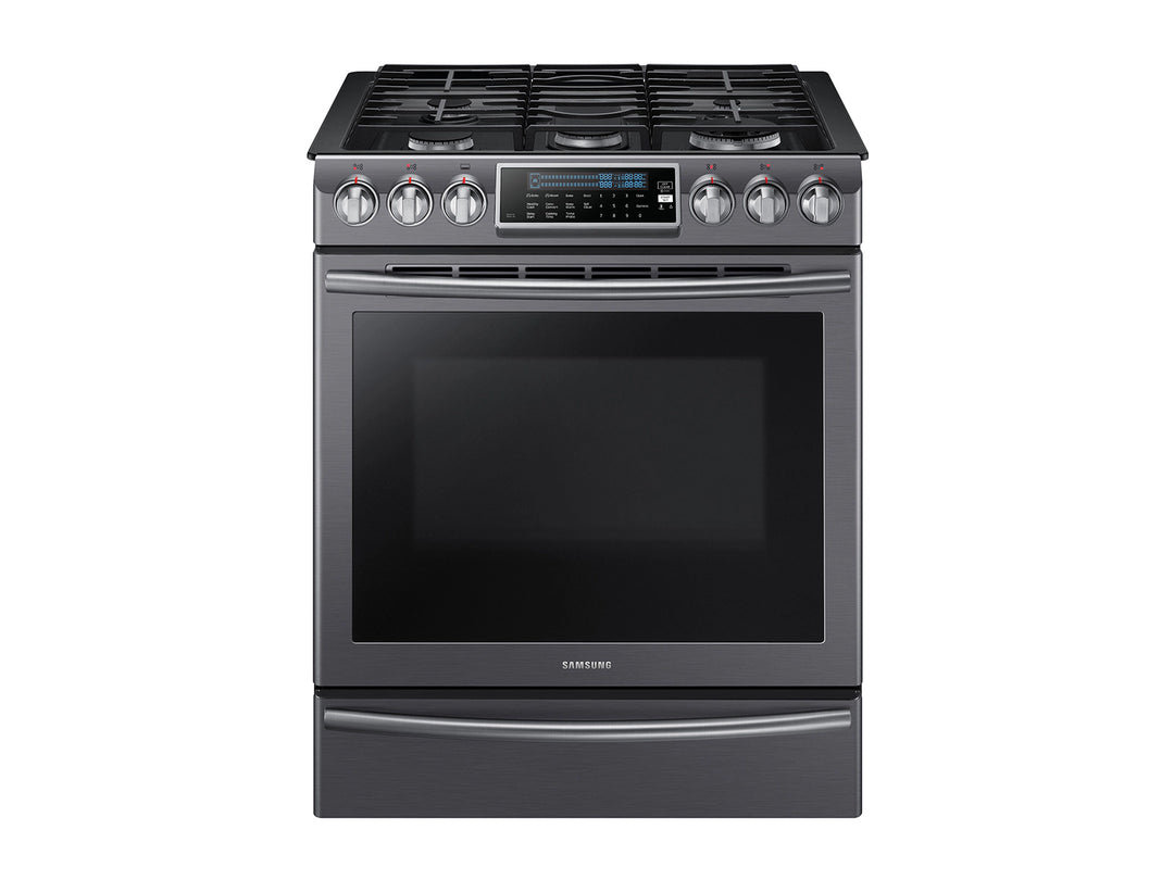 Samsung 5.8 cu. ft. Slide-In Gas Range with True Convection in Black Stainless Steel