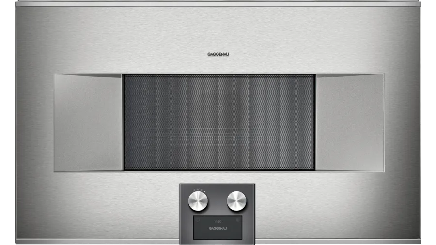 BM485710 : Gaggenau 30" 400 series Combi-microwave oven left hinge Stainless steel behind glass