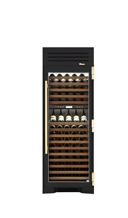 TRUE 30" Wine Column - Black with Gold Hardware