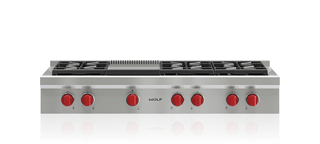 Wolf 48" Sealed Gas R/T W/Griddle- 6 Burners and Infrared Griddle