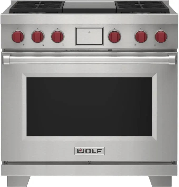 Wolf 36" Dual Fuel Range - 4 Burners And Infrared Griddle - Ng