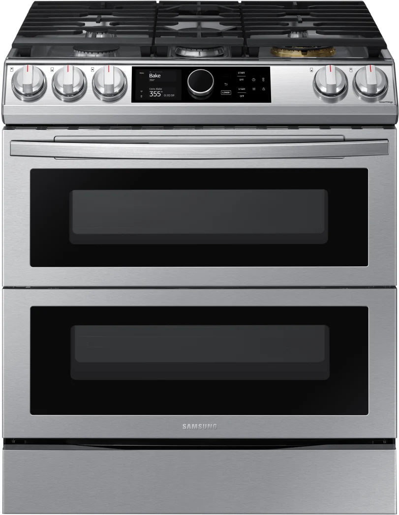 Samsung Gas Slide-in Flex duo door in Fingerprint Resistant Stainless